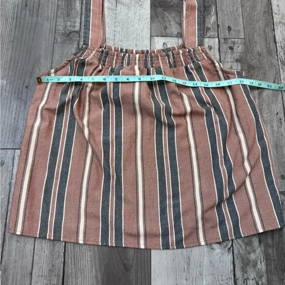 Evereve Striped Slub Boho Tank Sleeveless Top Neutral Medium - Picture 2 of 5